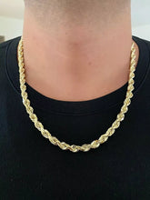 14k Yellow Gold Plated Over 925 Sterling Silver Rope Chain Mens Necklace 8mm NEW